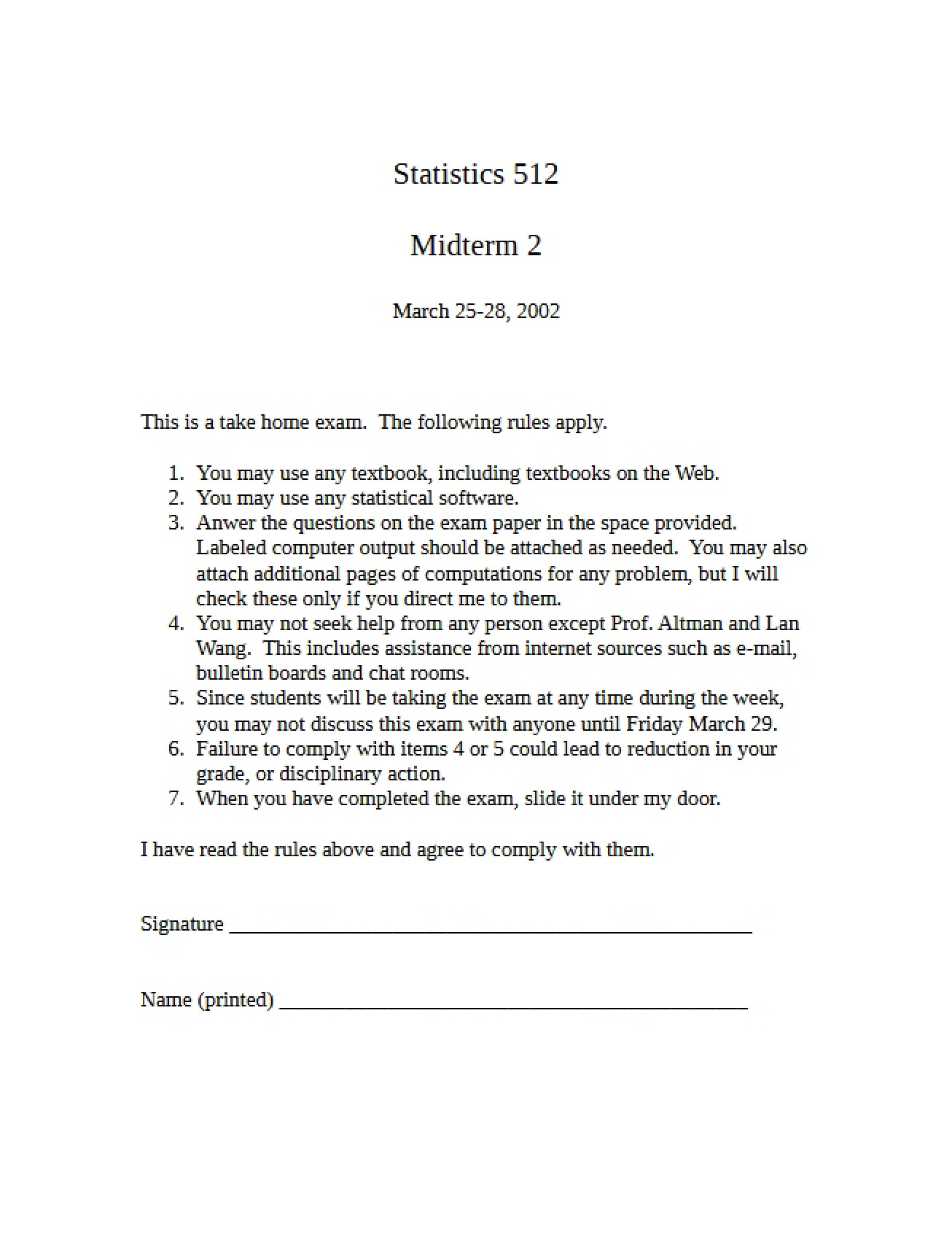 Midterm 2 Statistics 512