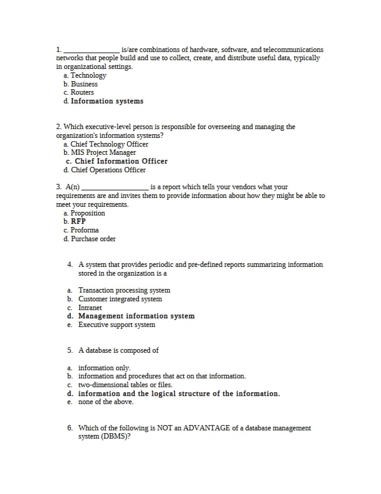 Intro to Info Systems Exam 1