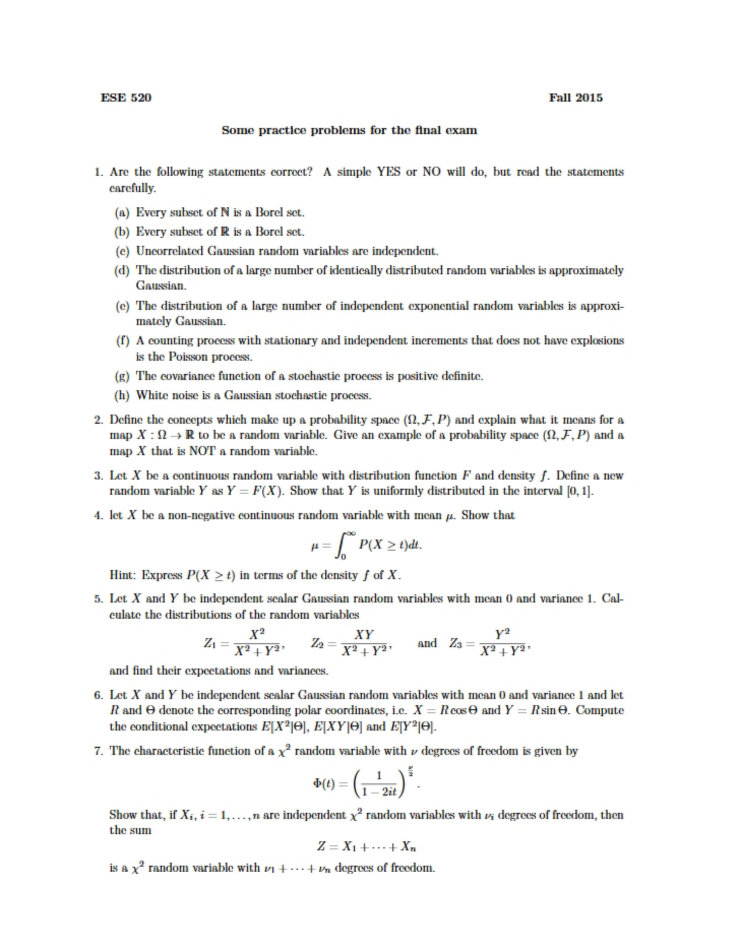 Final Practice Problems (2015)