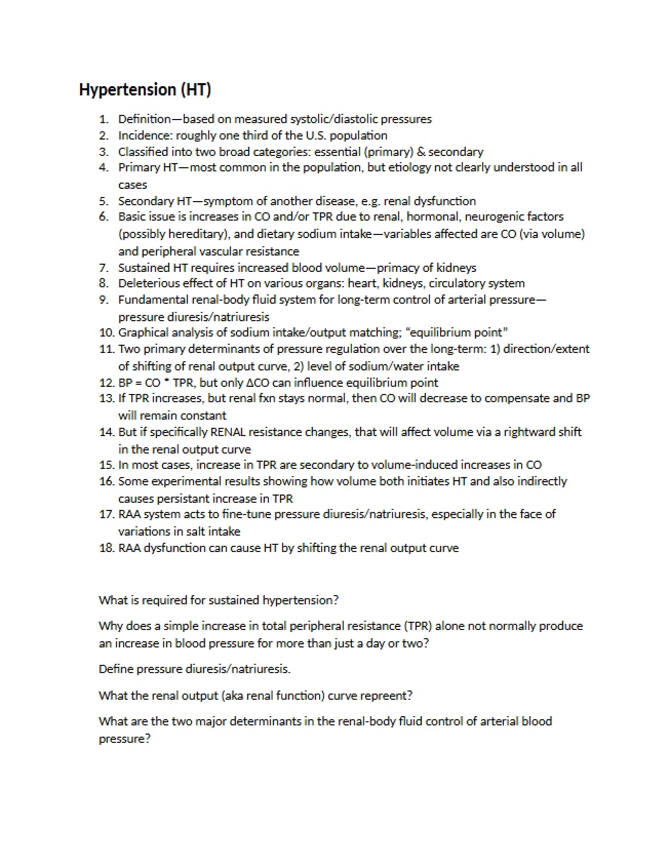 Hypertension Study Guide