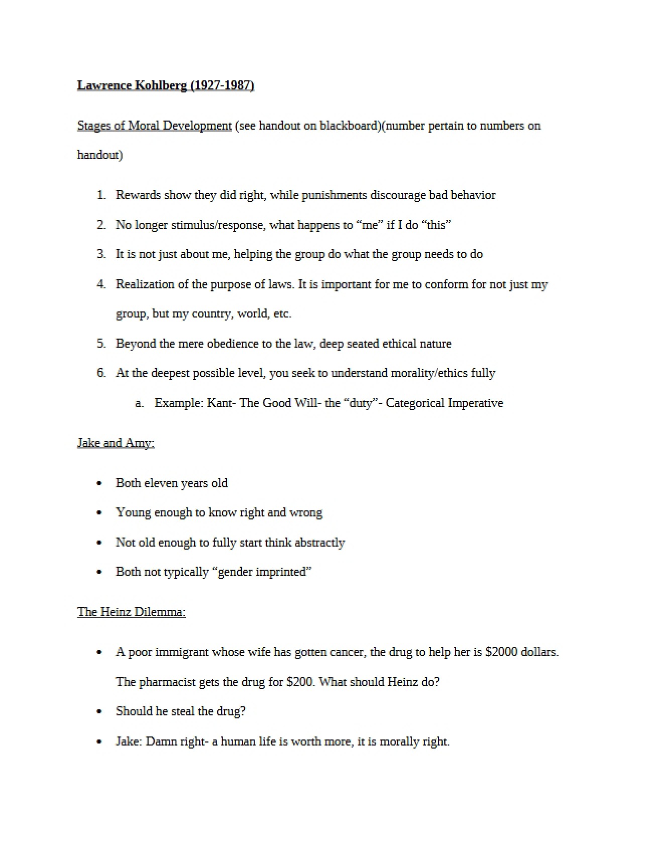 Kohlberg's Moral Stages