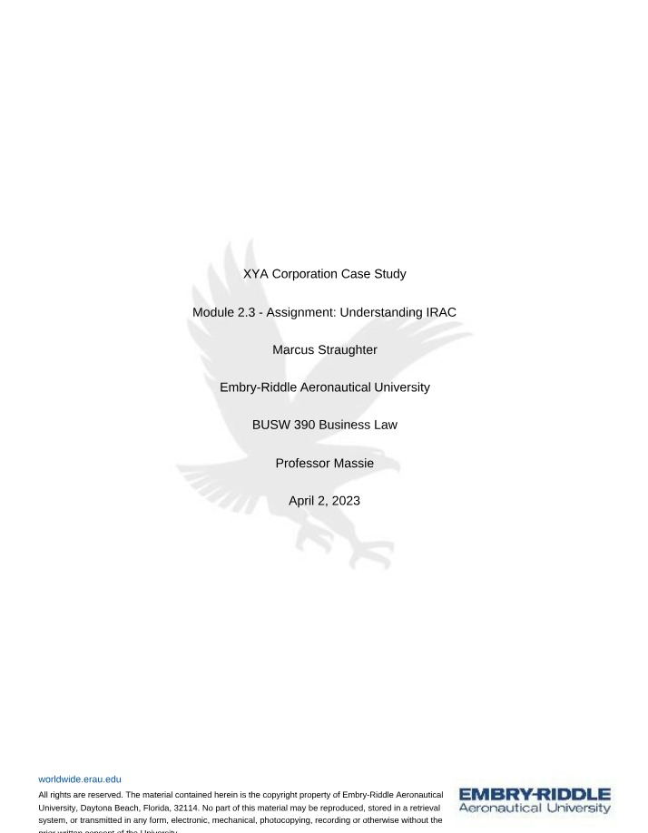 XYA Corporation - Case Study