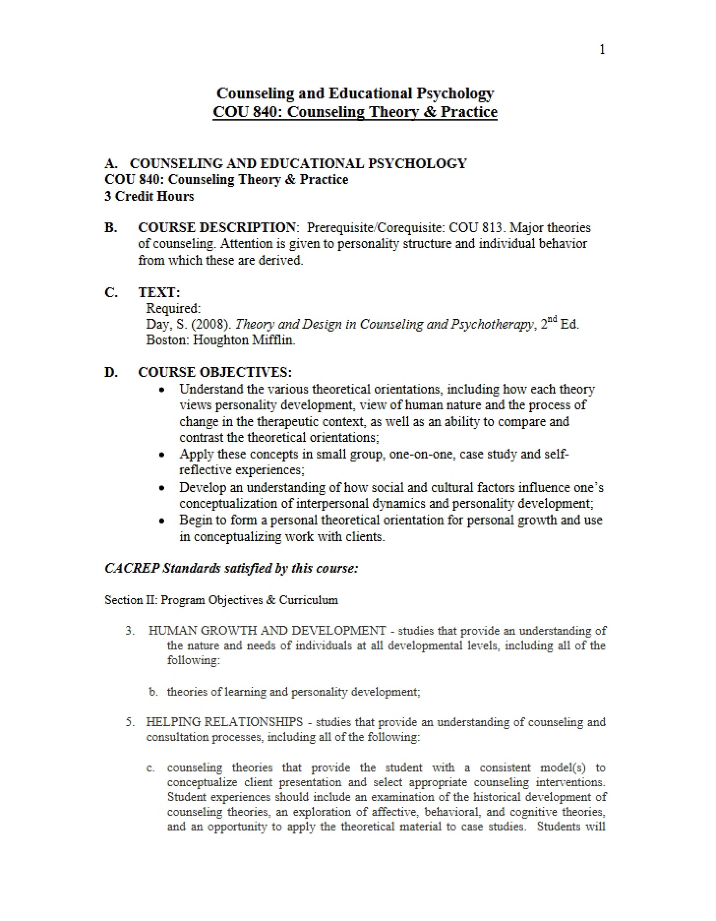 Course Plan COU 840