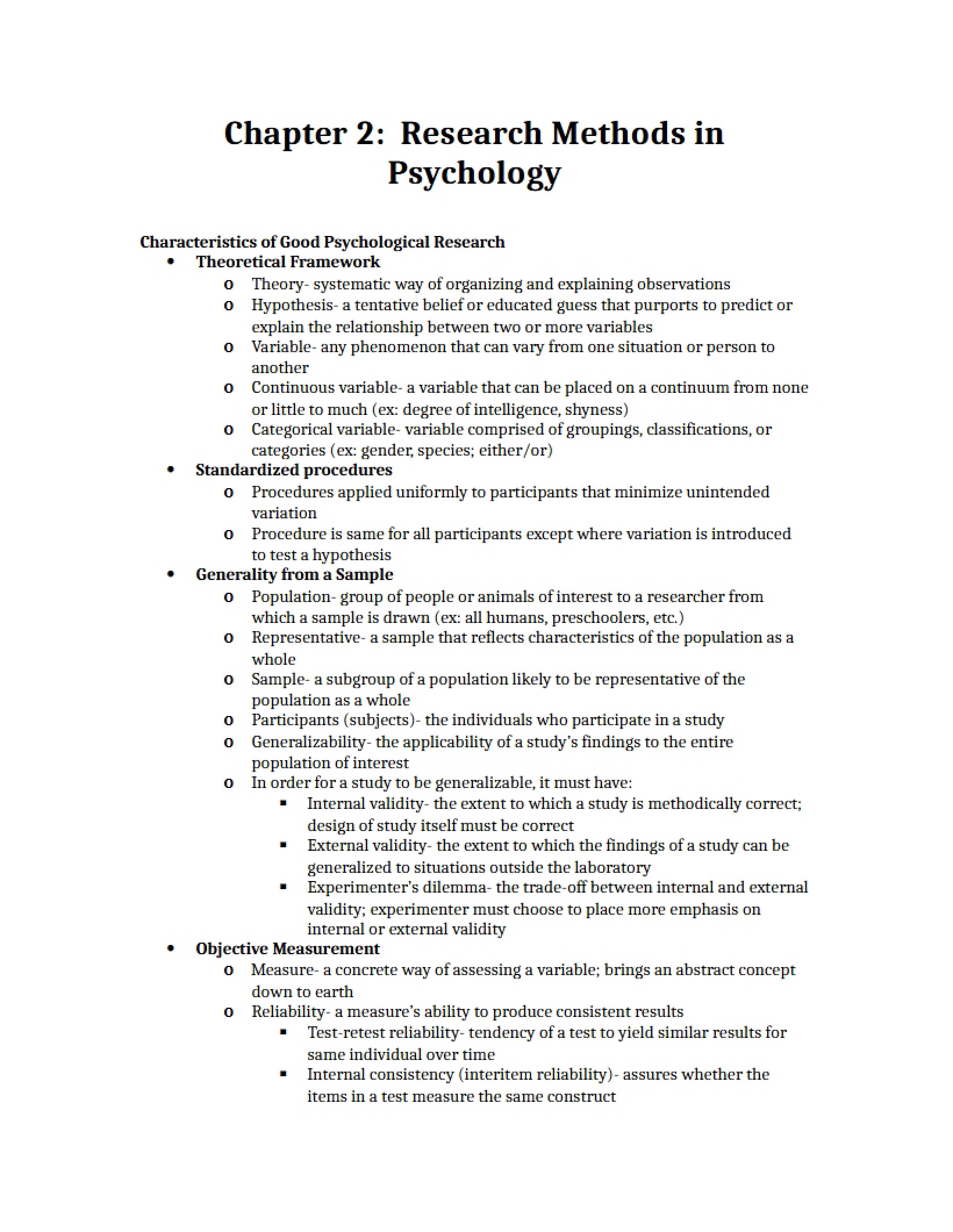 Notes Part One Chapter 2