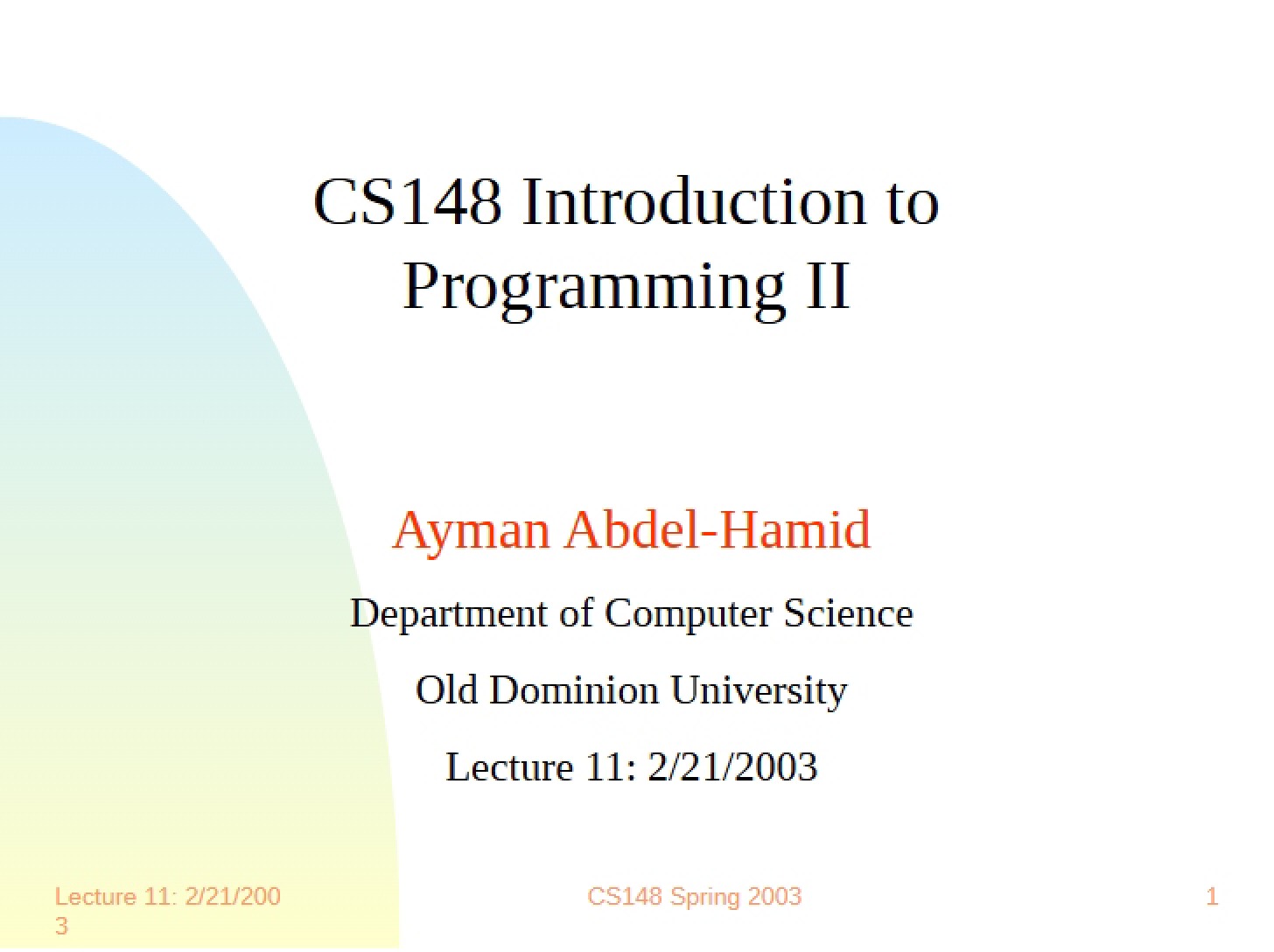 Intro to Programming II