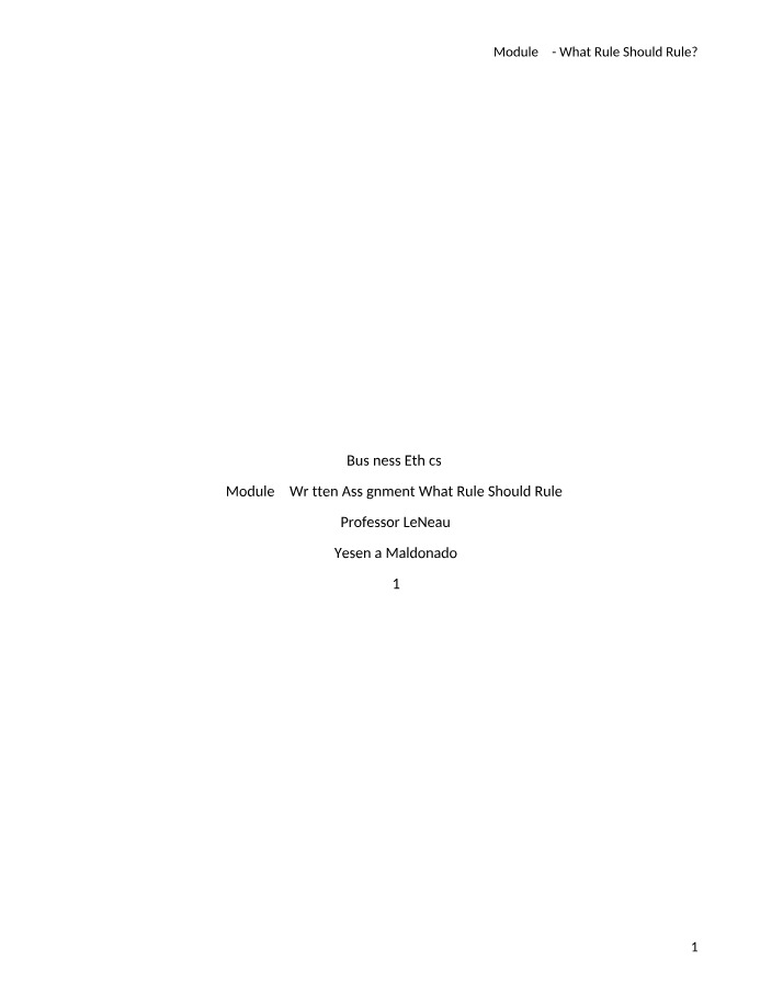 What Rule Should Rule - Module 3 Assignment