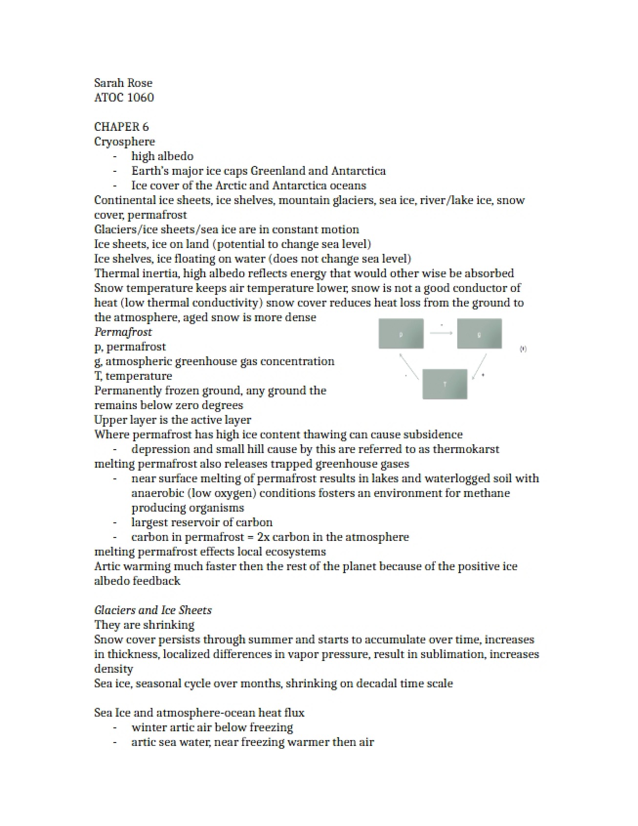 Notes on the sixth chapter for Our Changing Environment