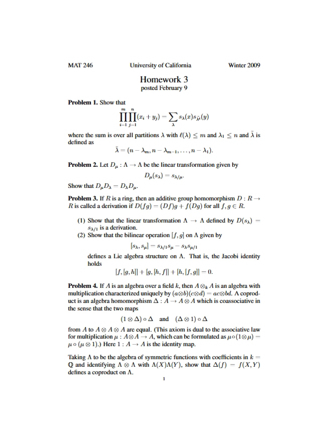 Homework 3 for MAT 246