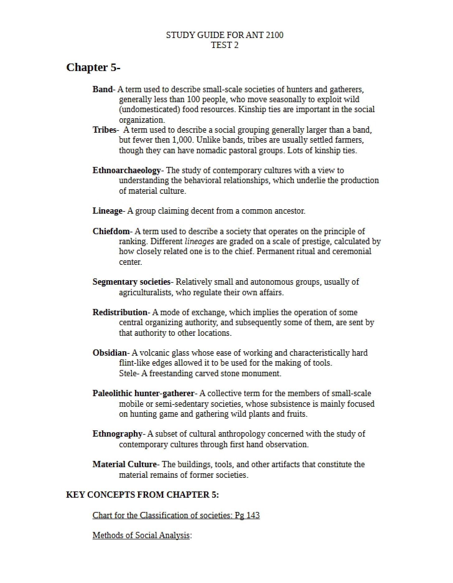 Learning Objective Study Guide
