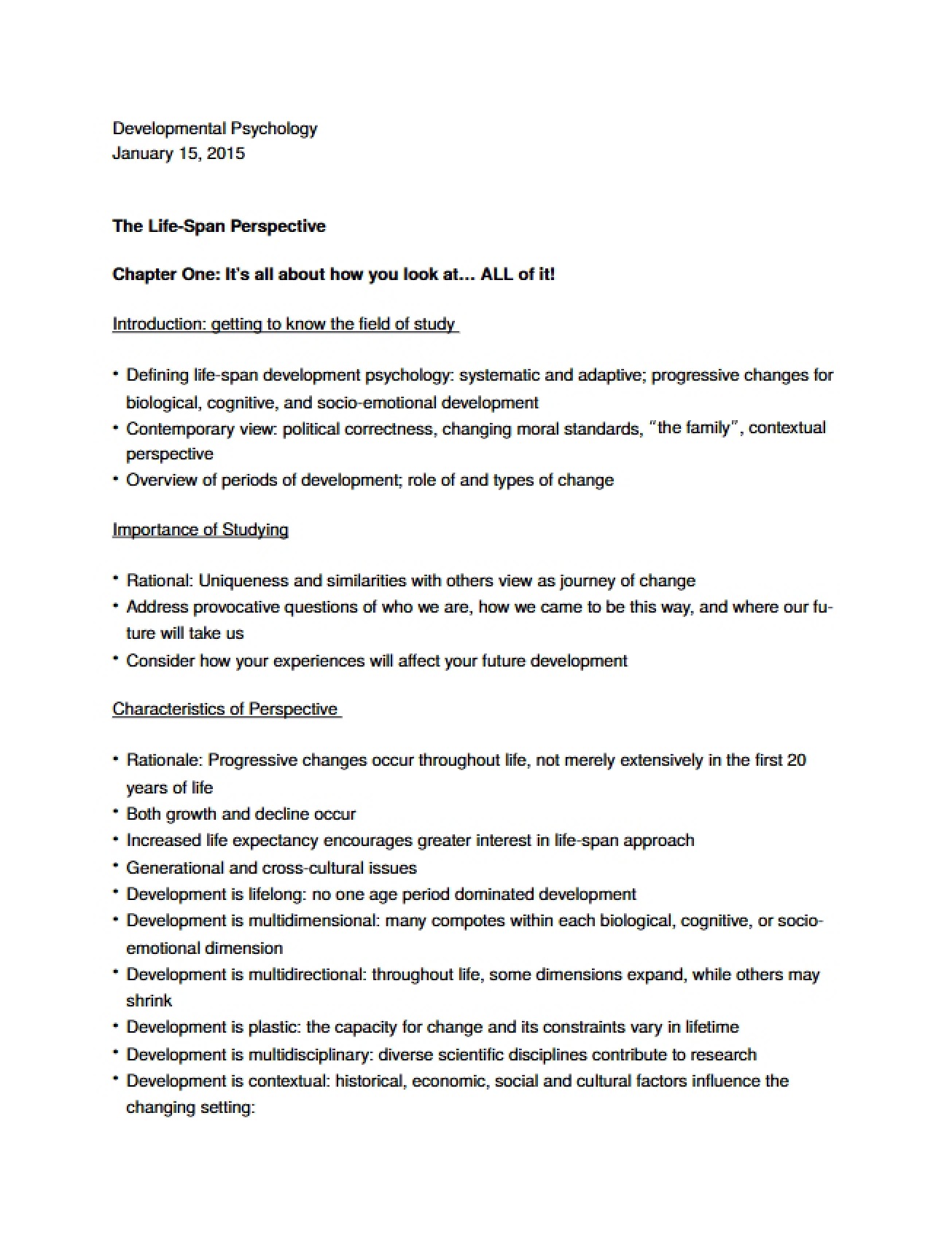 Developmental Psychology Word Definitions
