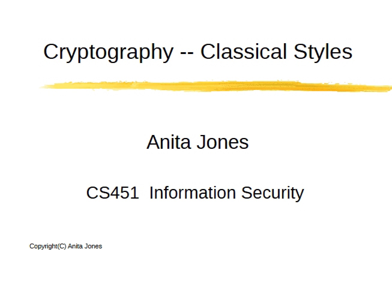 Classical Styles of Cryptography