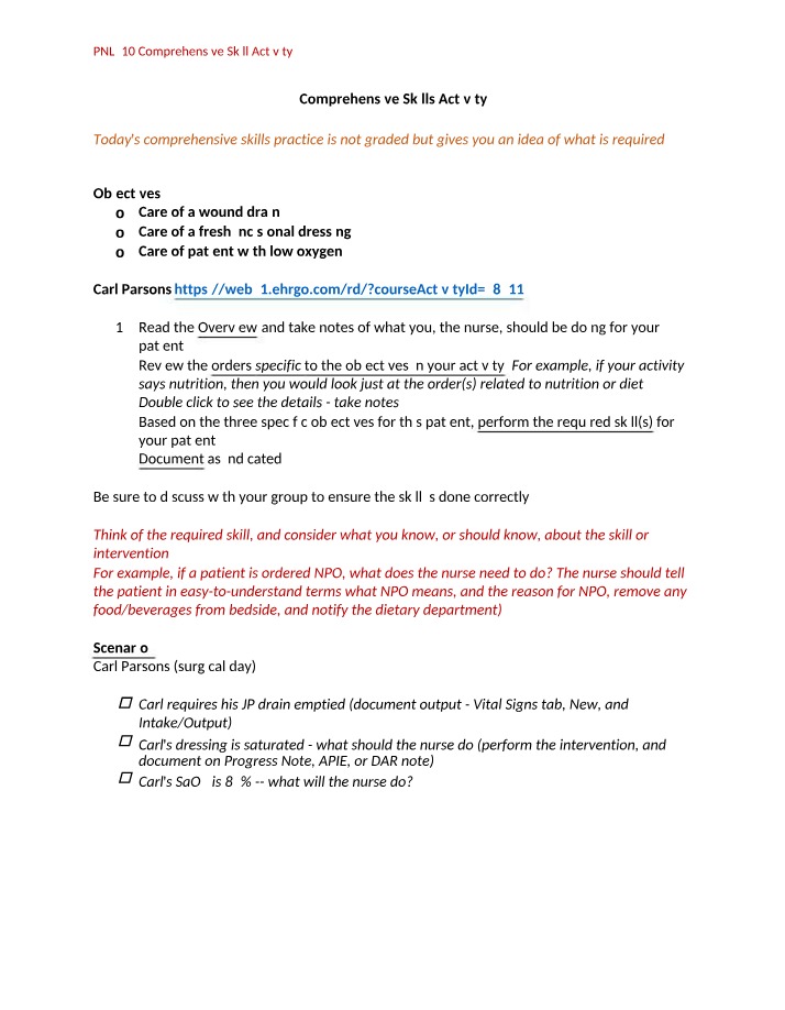 Incisional Wound Drain Care - Comprehensive Skills Activity