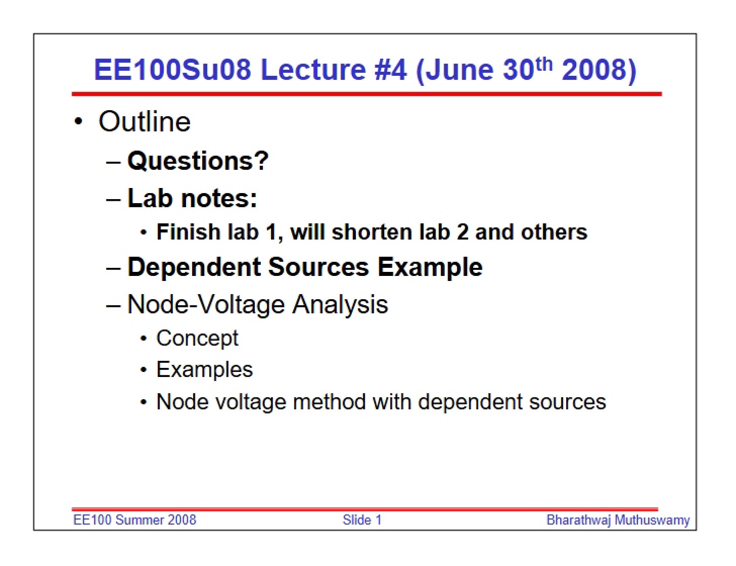 Notes from Session