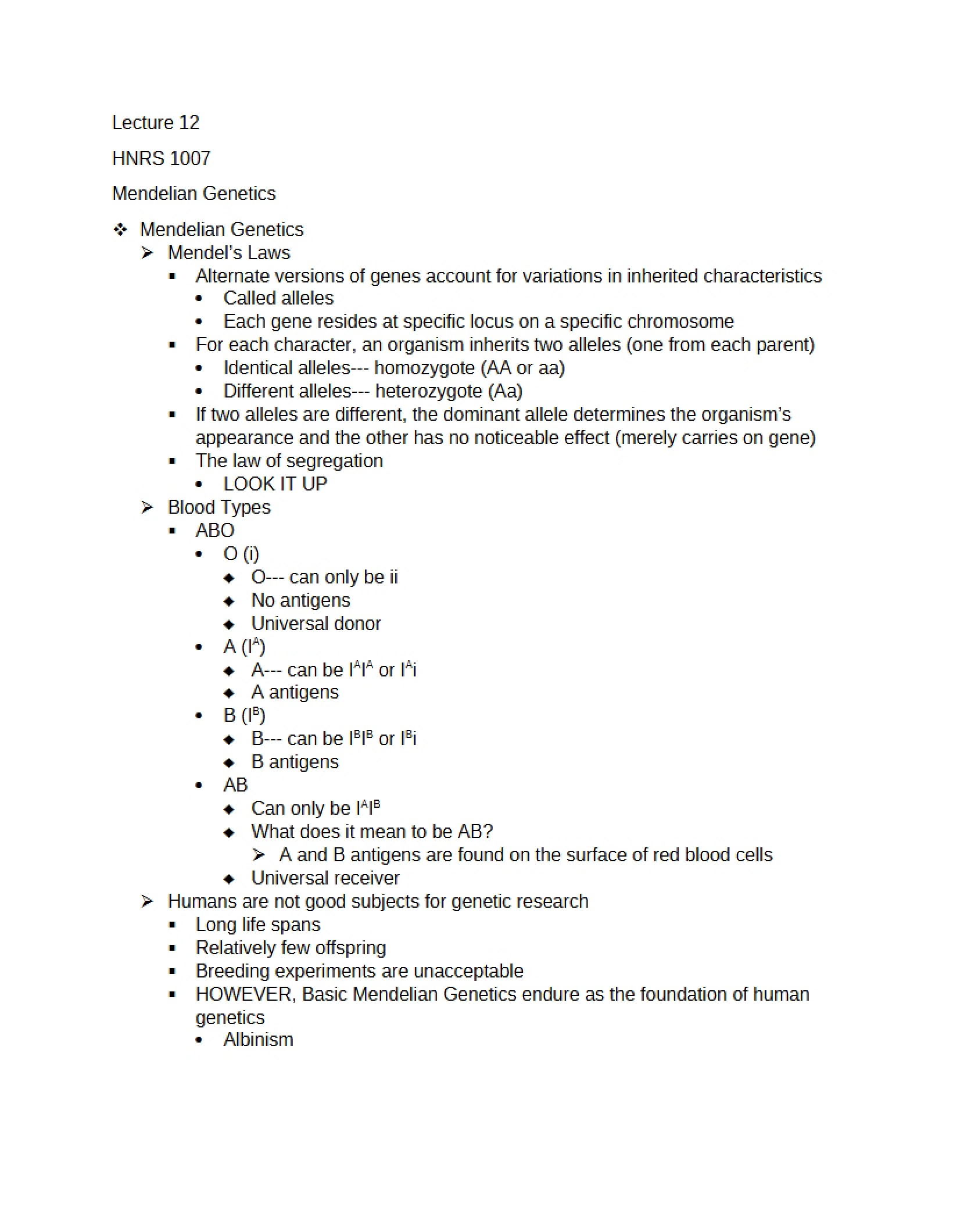 Genetics Mendelian
