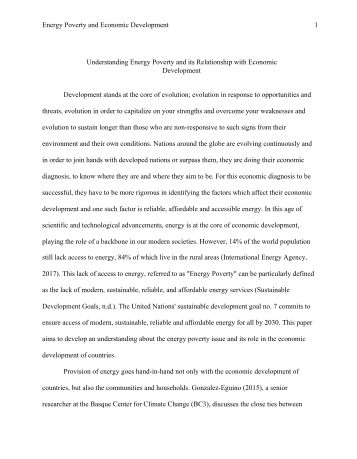 Economic Development and Energy Poverty