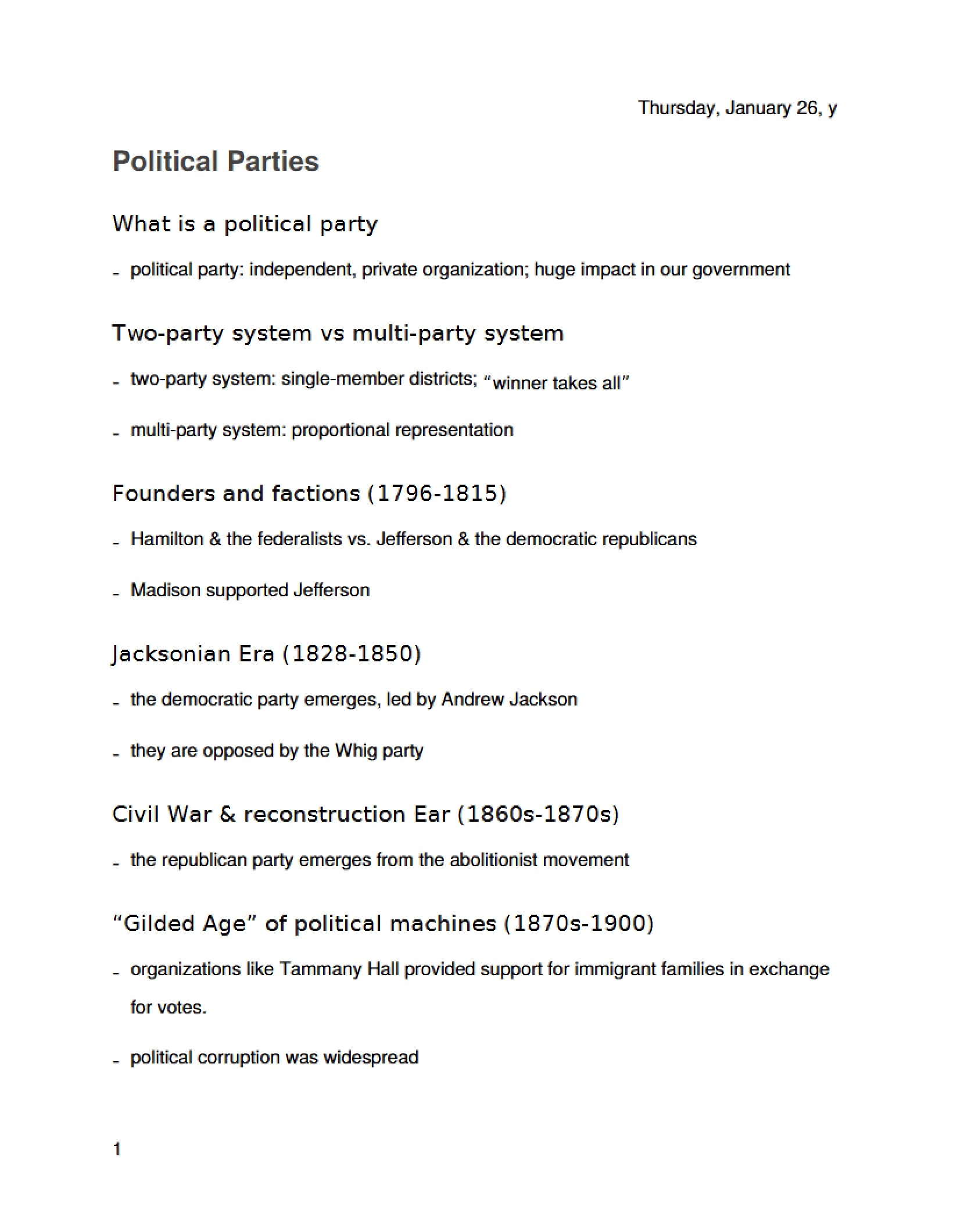 System of Political Parties