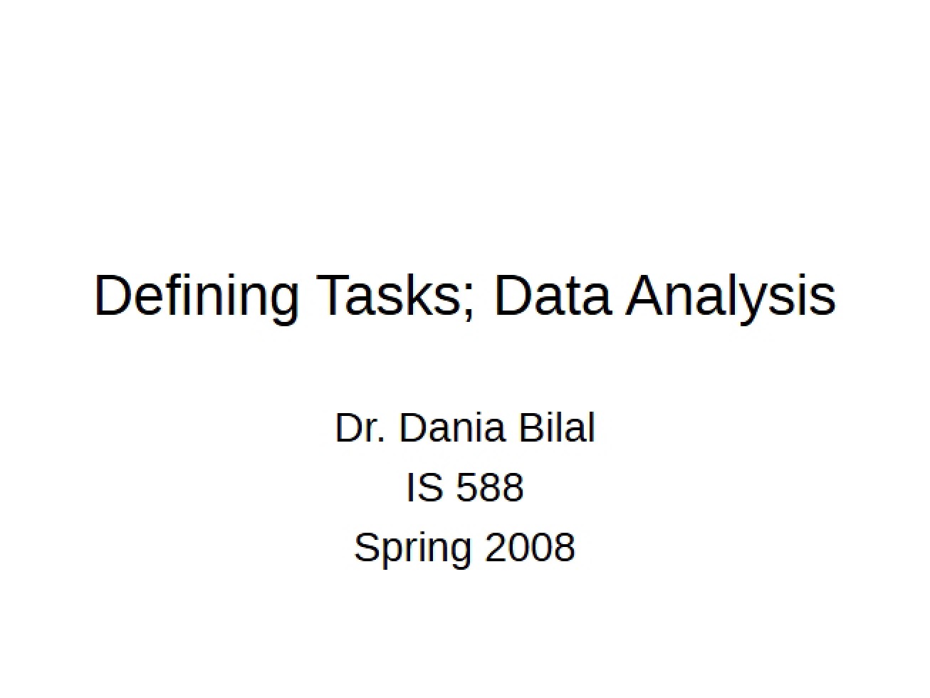 Data Analysis and Task Definition