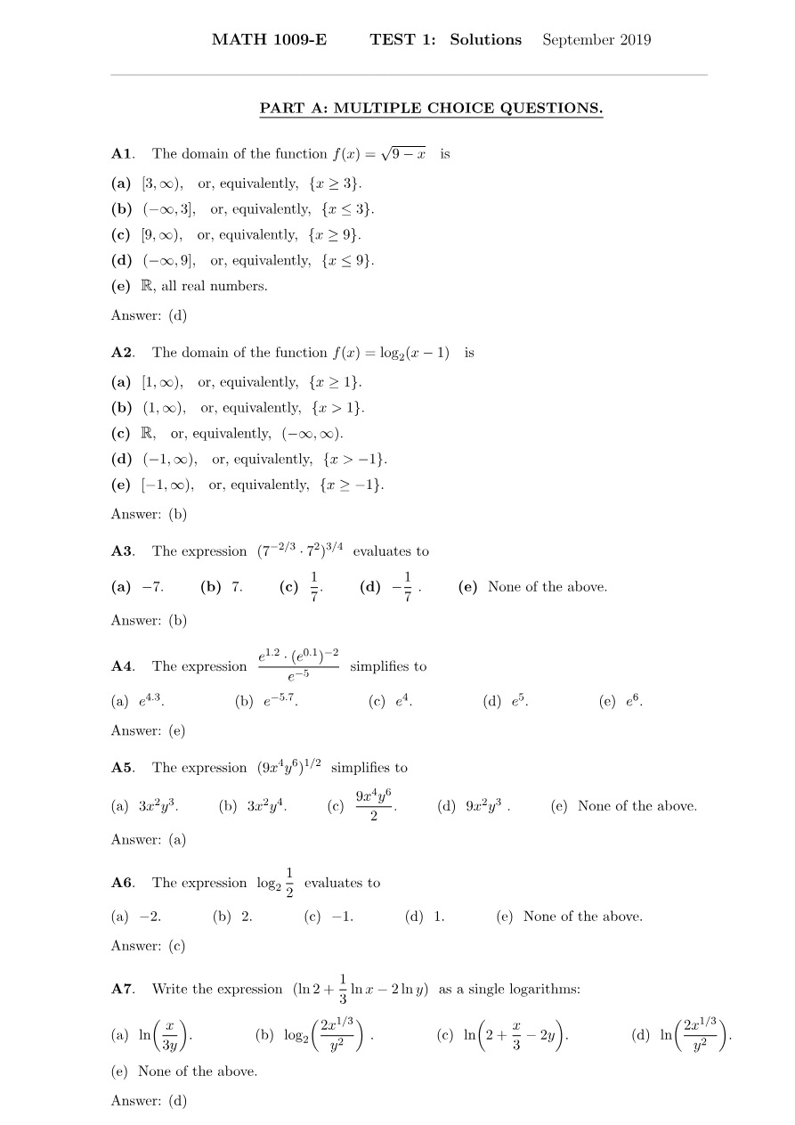 MATH1004 Calculus Document B