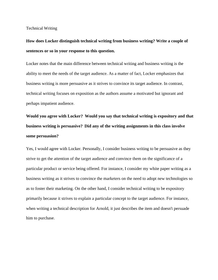 Technical Writing vs. Business Writing