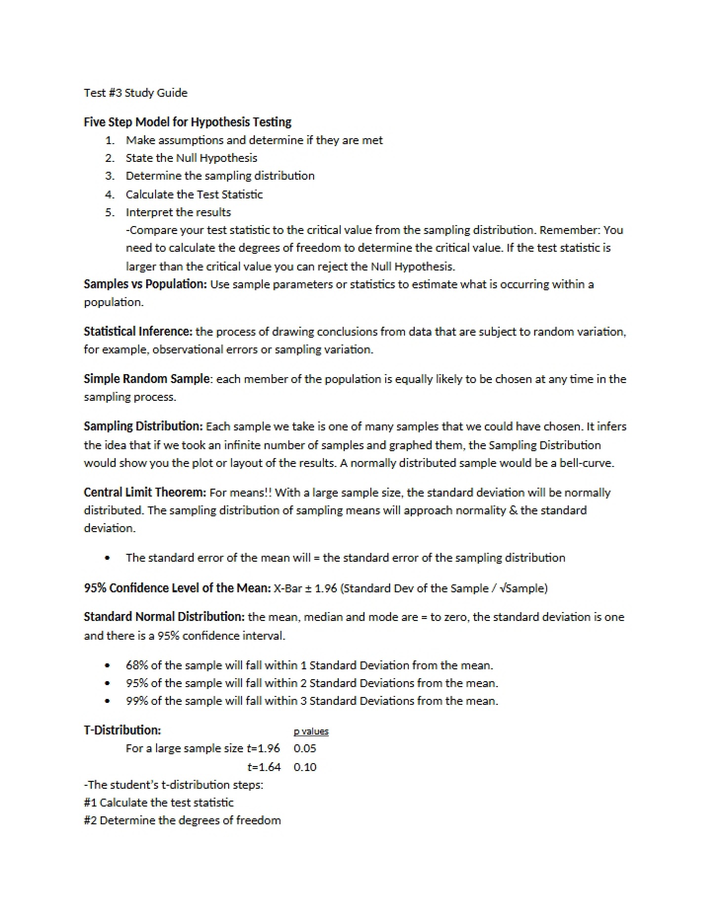 Study Guide Test 3