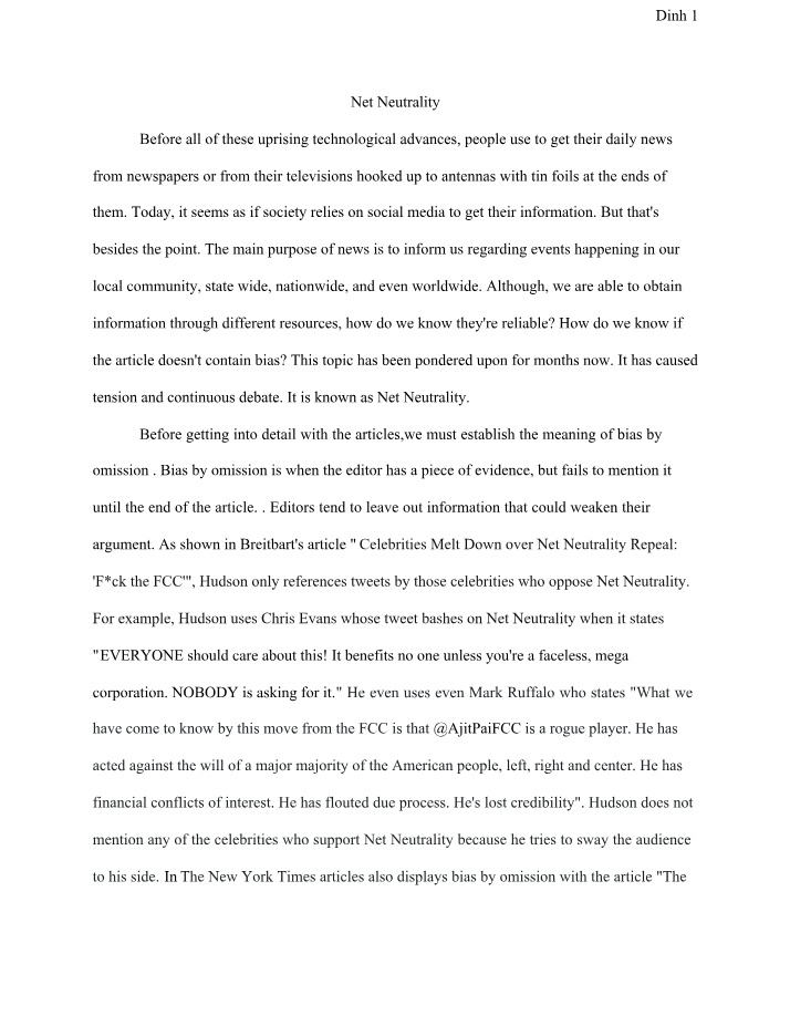 Analysis of Net Neutrality