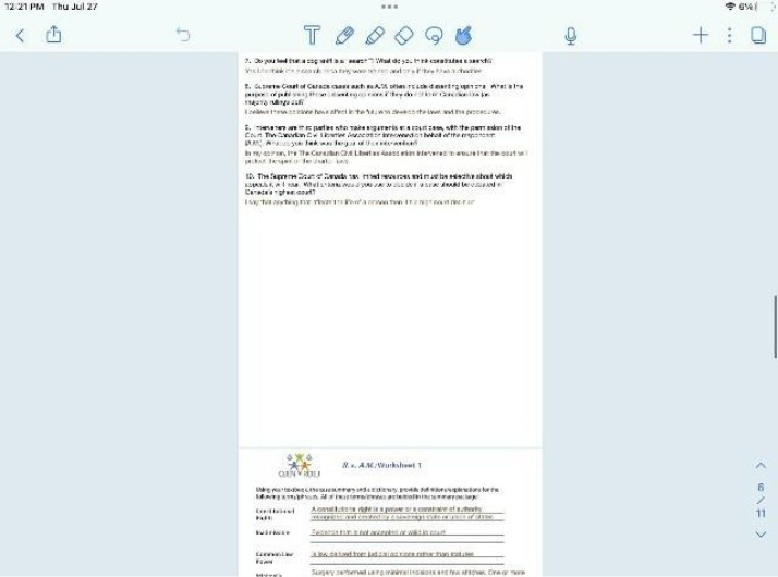 Worksheet 1 - Canadian Law and Government