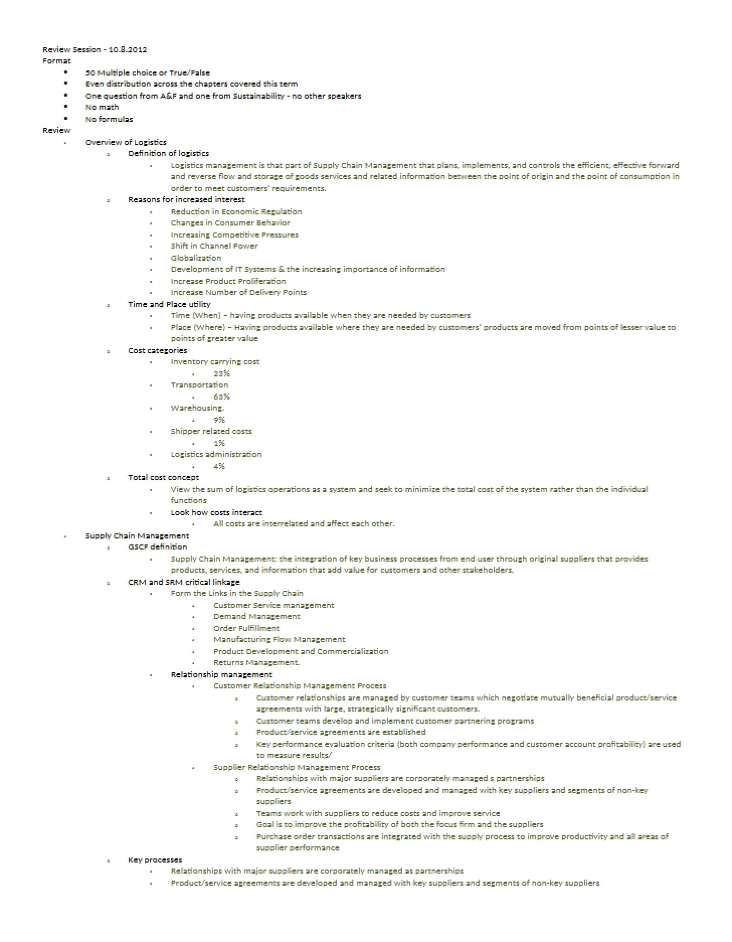 Lecture Summaries