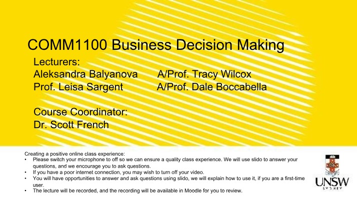 COMM1100 Lecture Slides - Week 1