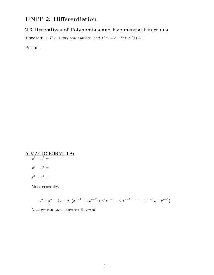 Differentiation - Unit 2
