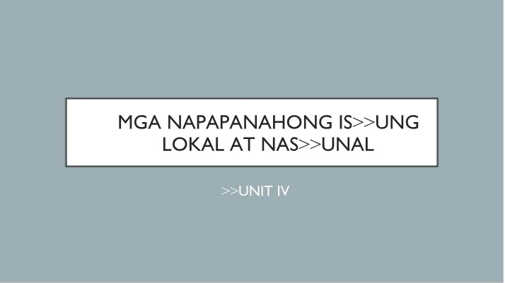 Units IV to V