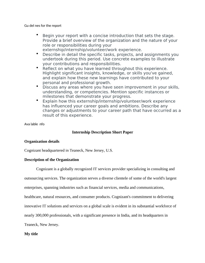 Report Guidelines