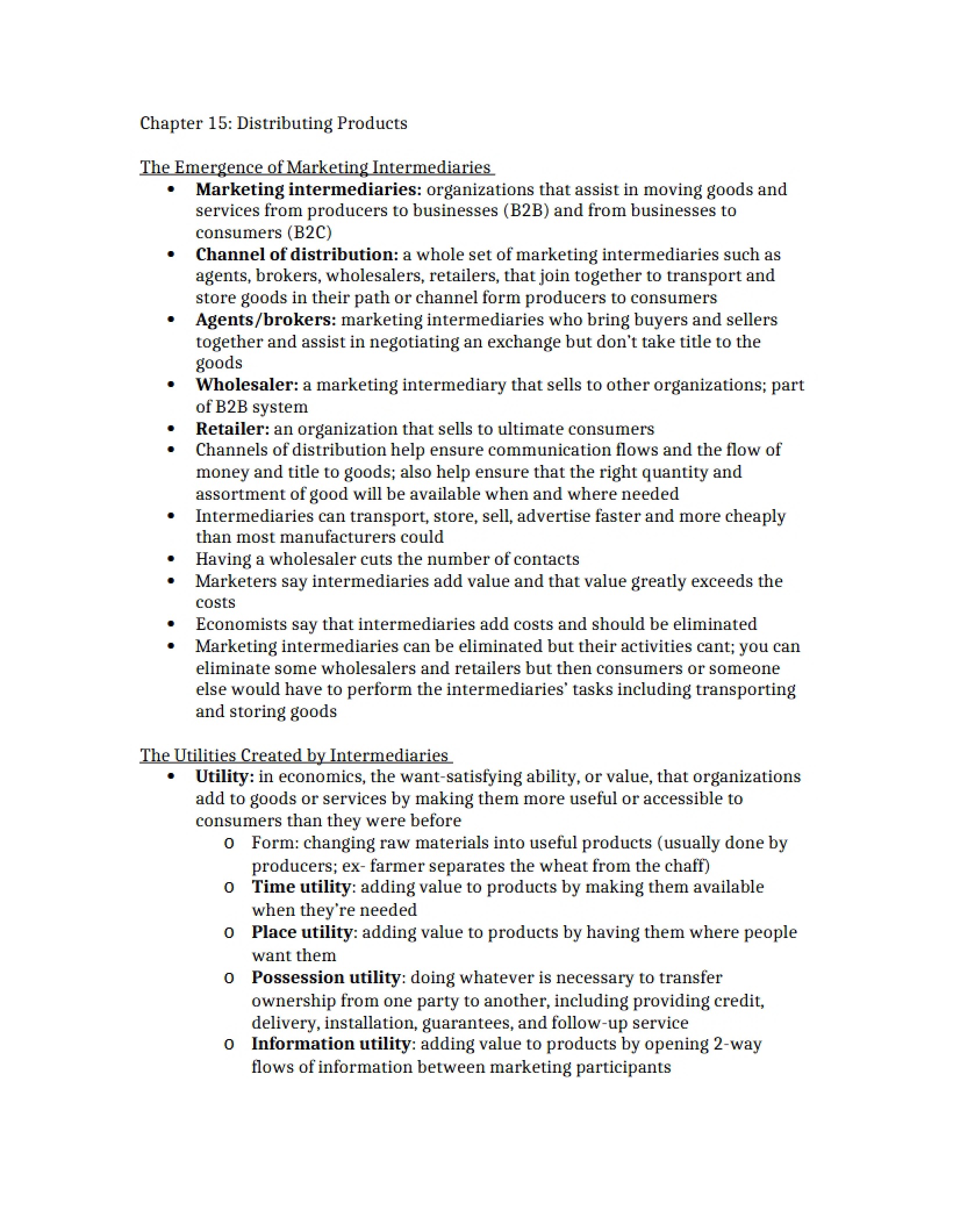 Product Distribution Chapter Fifteen - 4 Pages