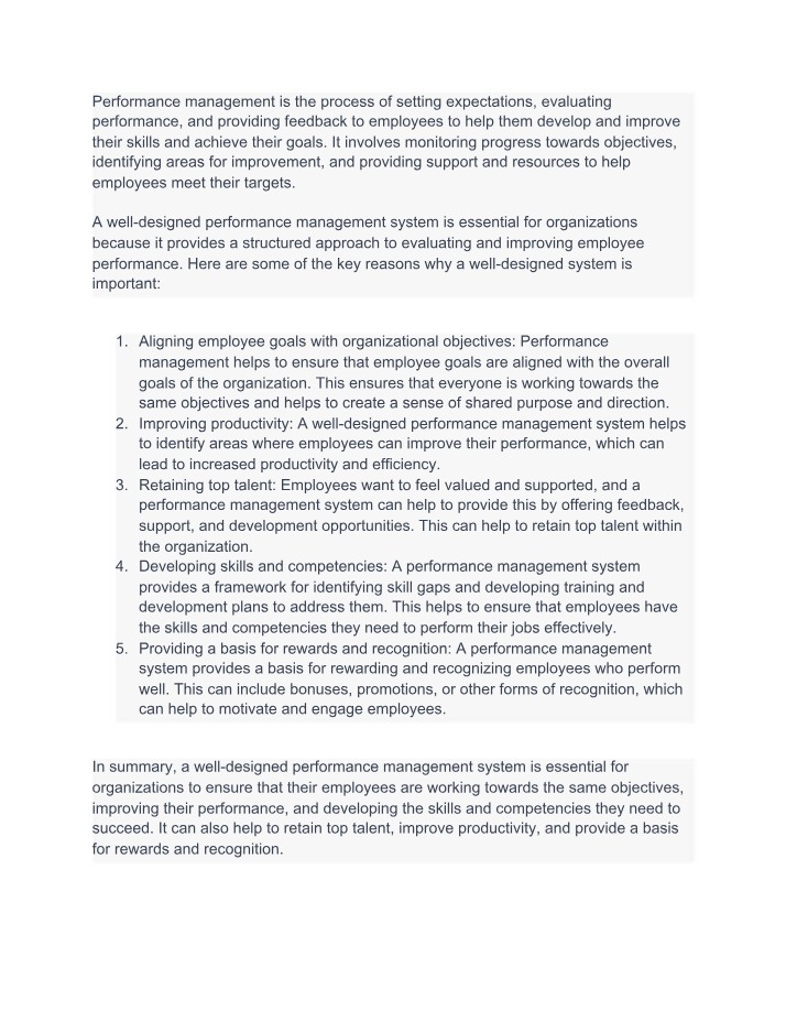 Performance Management Systems Design