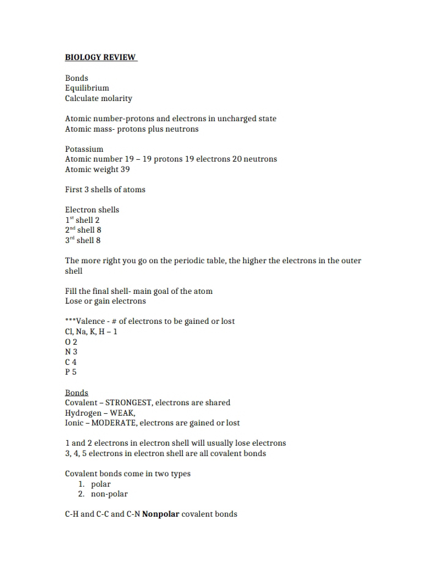 Biological Science Recap