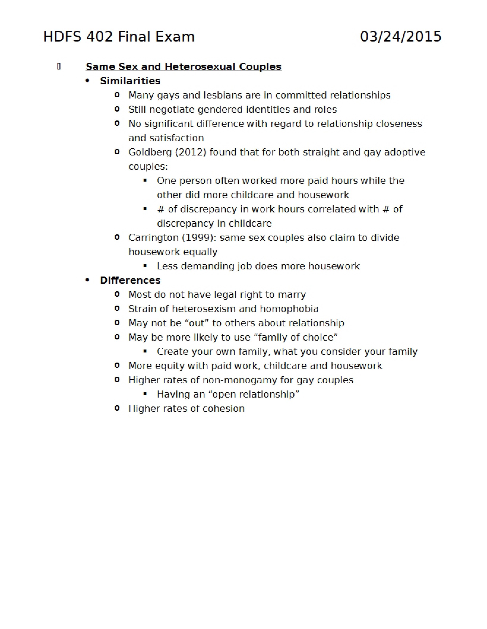 Final Notes for HDFS 402