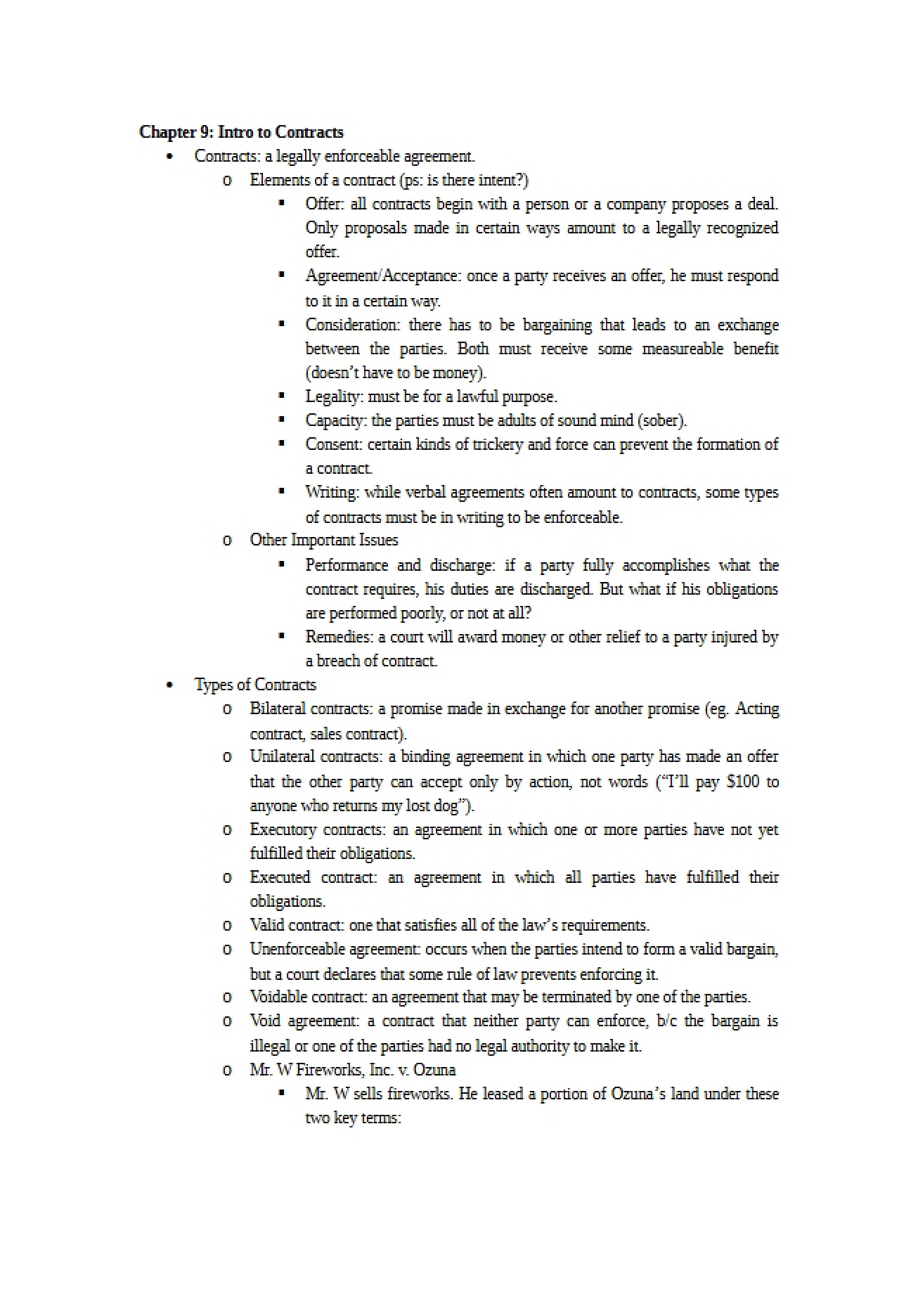 Contracts Introduction (Chapter Nine)