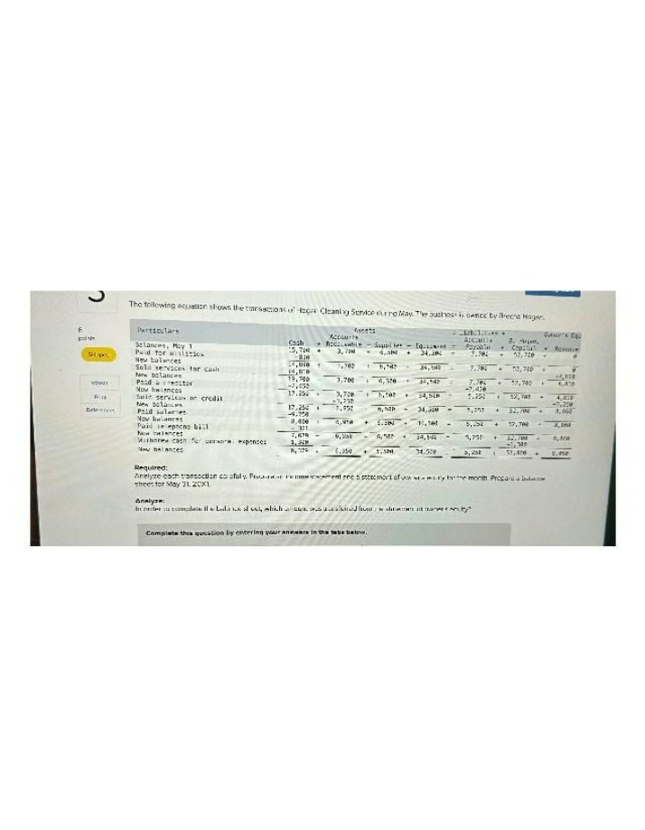Hogar Cleaning Service - May 20X1 Balance Sheet and Transactions