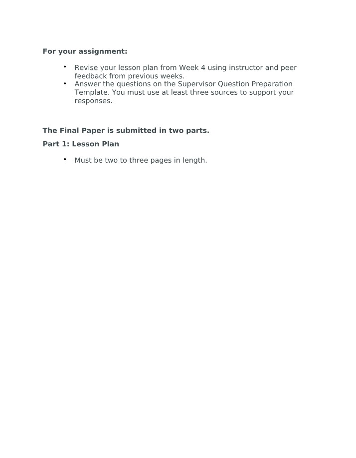Feedback and Sources for Lesson Plan Revision Assignment