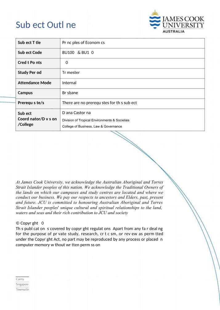 BU1003 Subject Outline