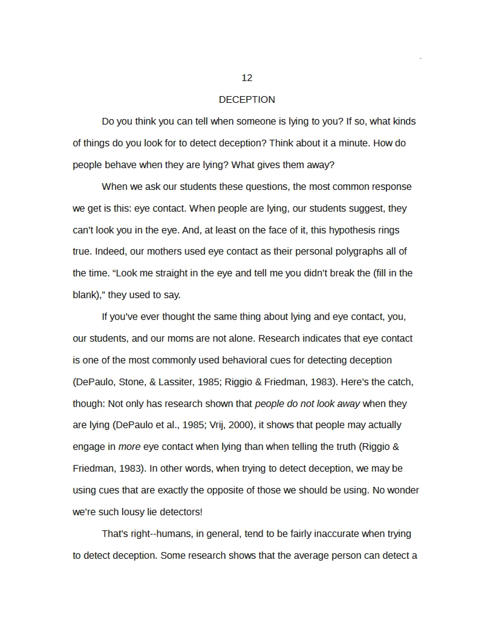 Chapter on Deception