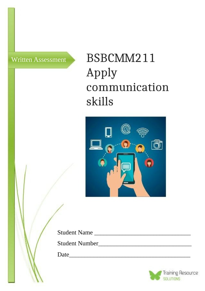 Written Assessment - BSBCMM211 Apply Communication Skills