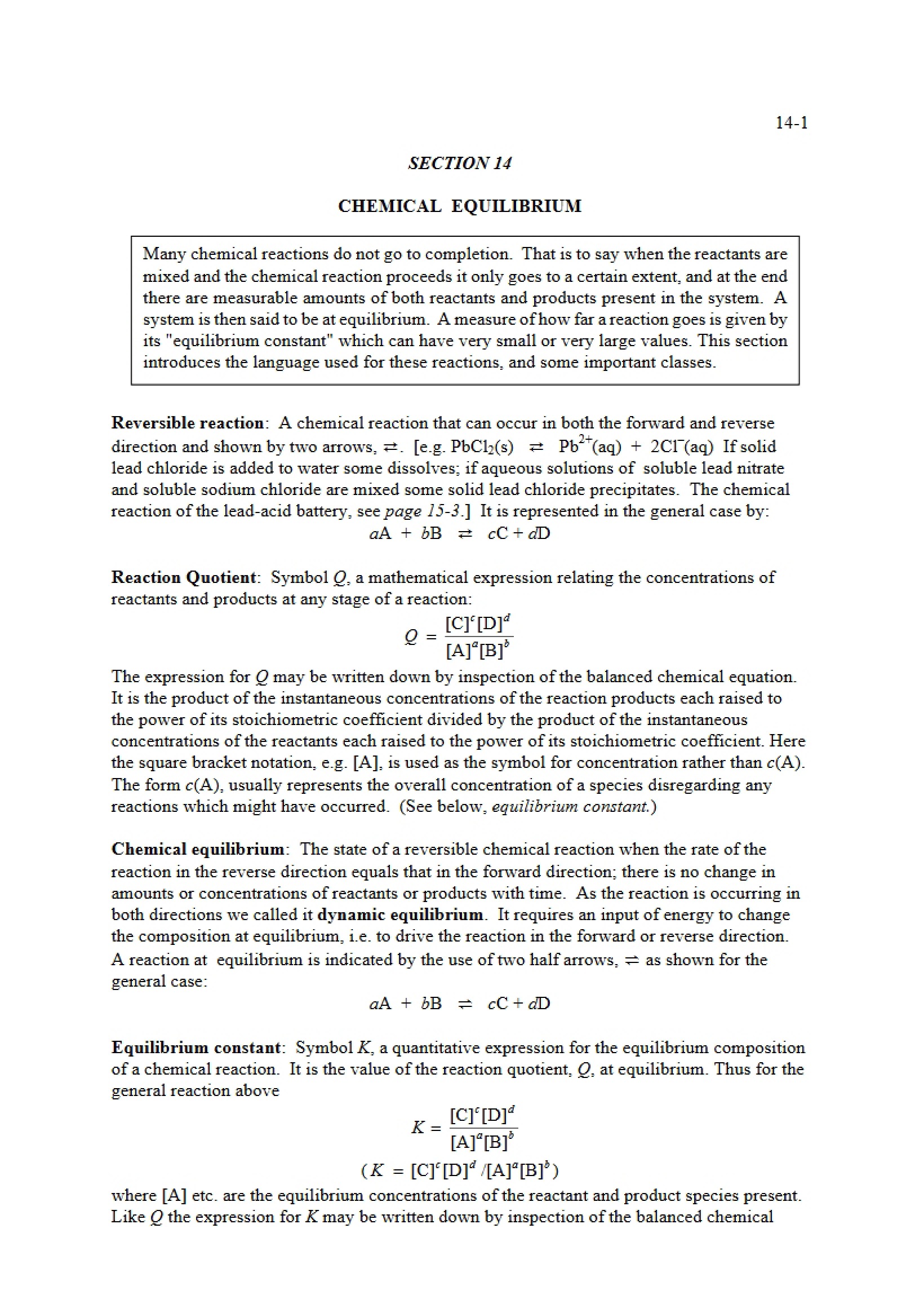 Equilibrium Constant Overview