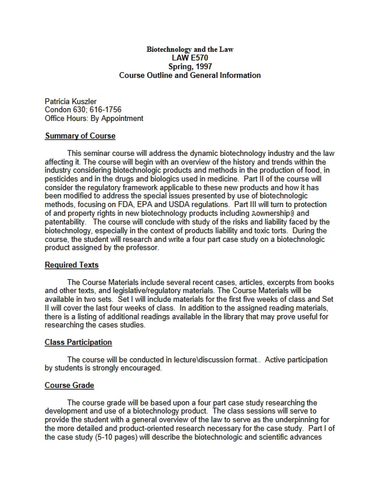 Course Syllabus