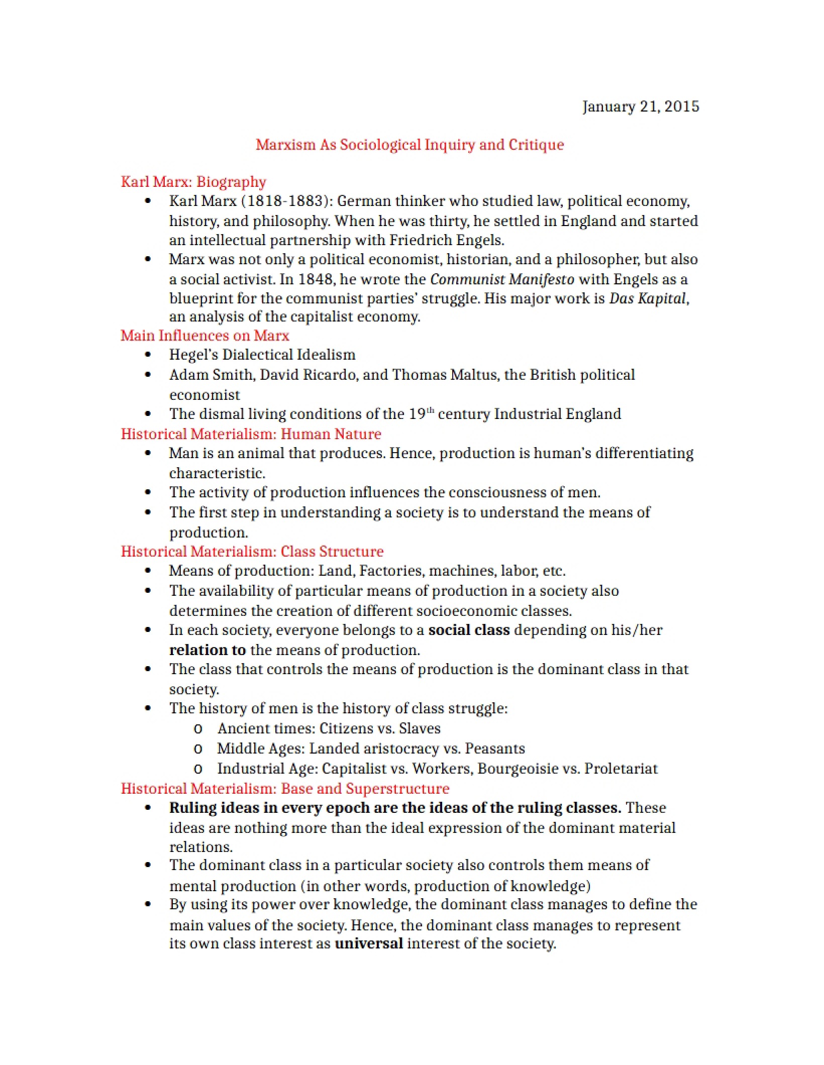 Global Issues Lecture Jan 21, 2015