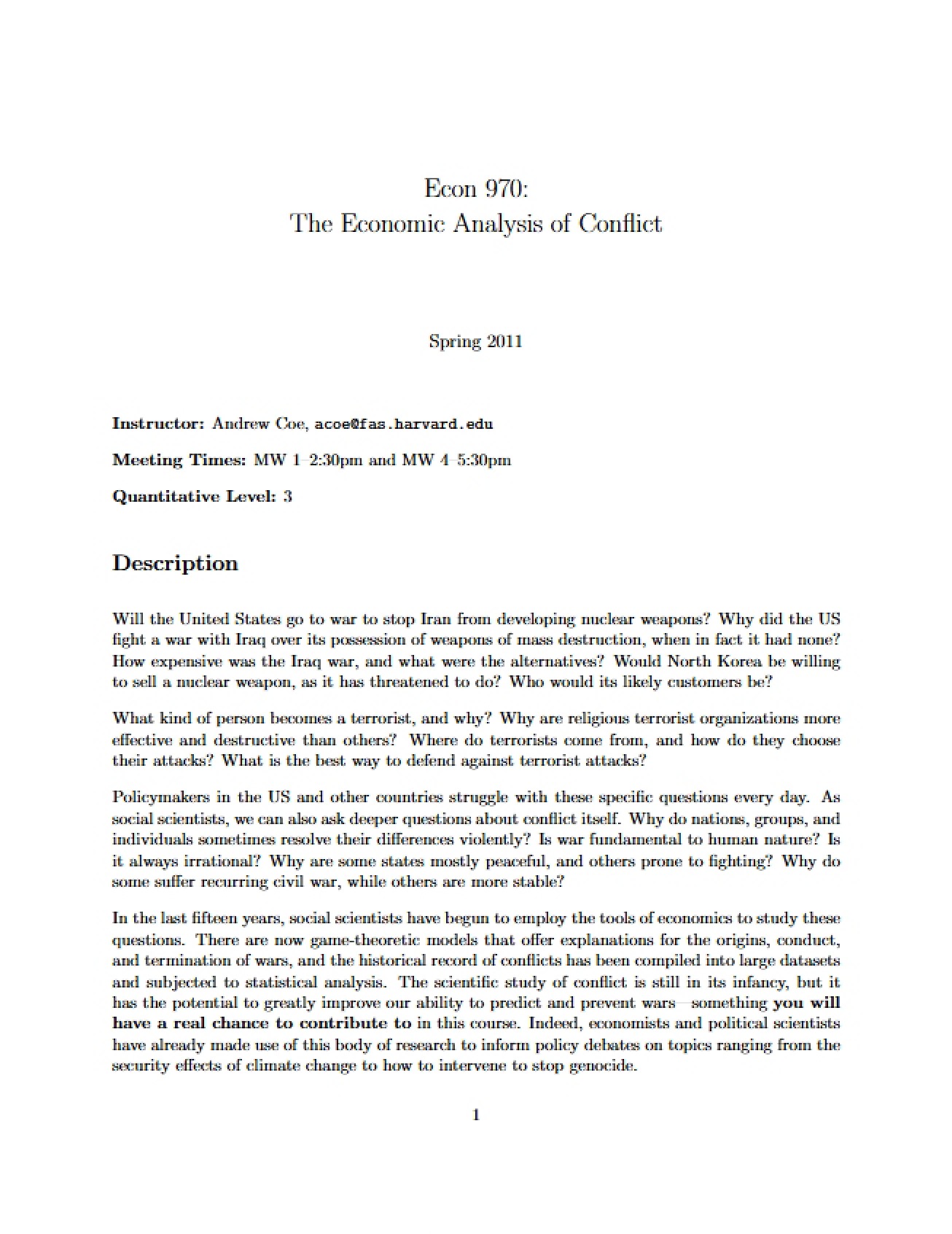 Sophomore Level Tutorial Syllabus