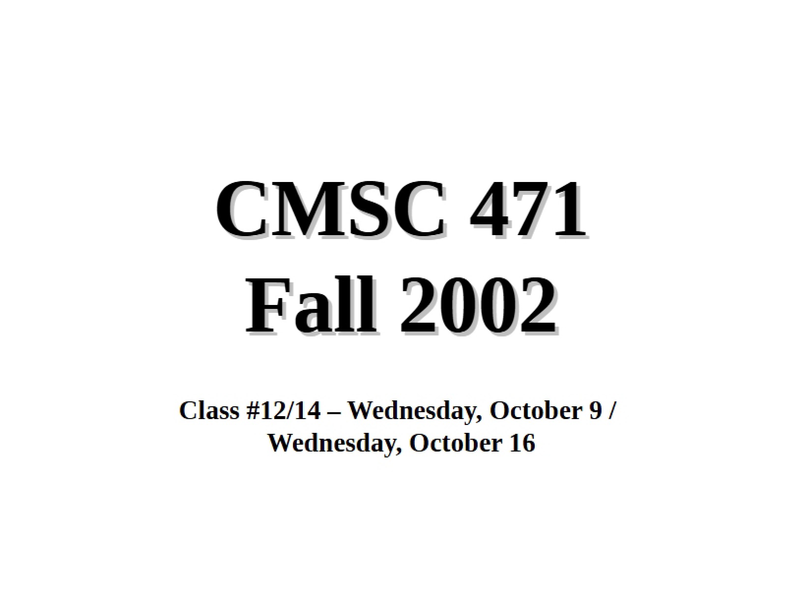 Class Notes Intro to AI