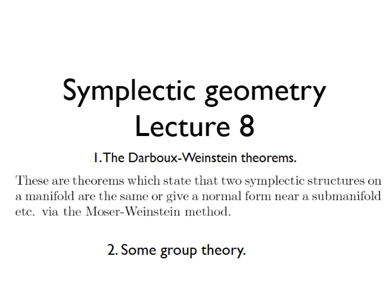 Fundamentals of Symplectic Geometry