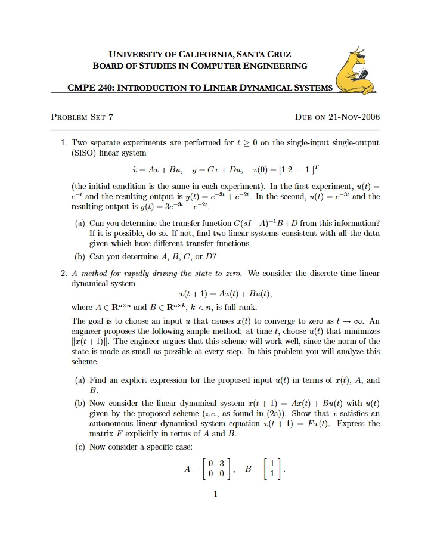 CMPE 240 Seventh Problem Set