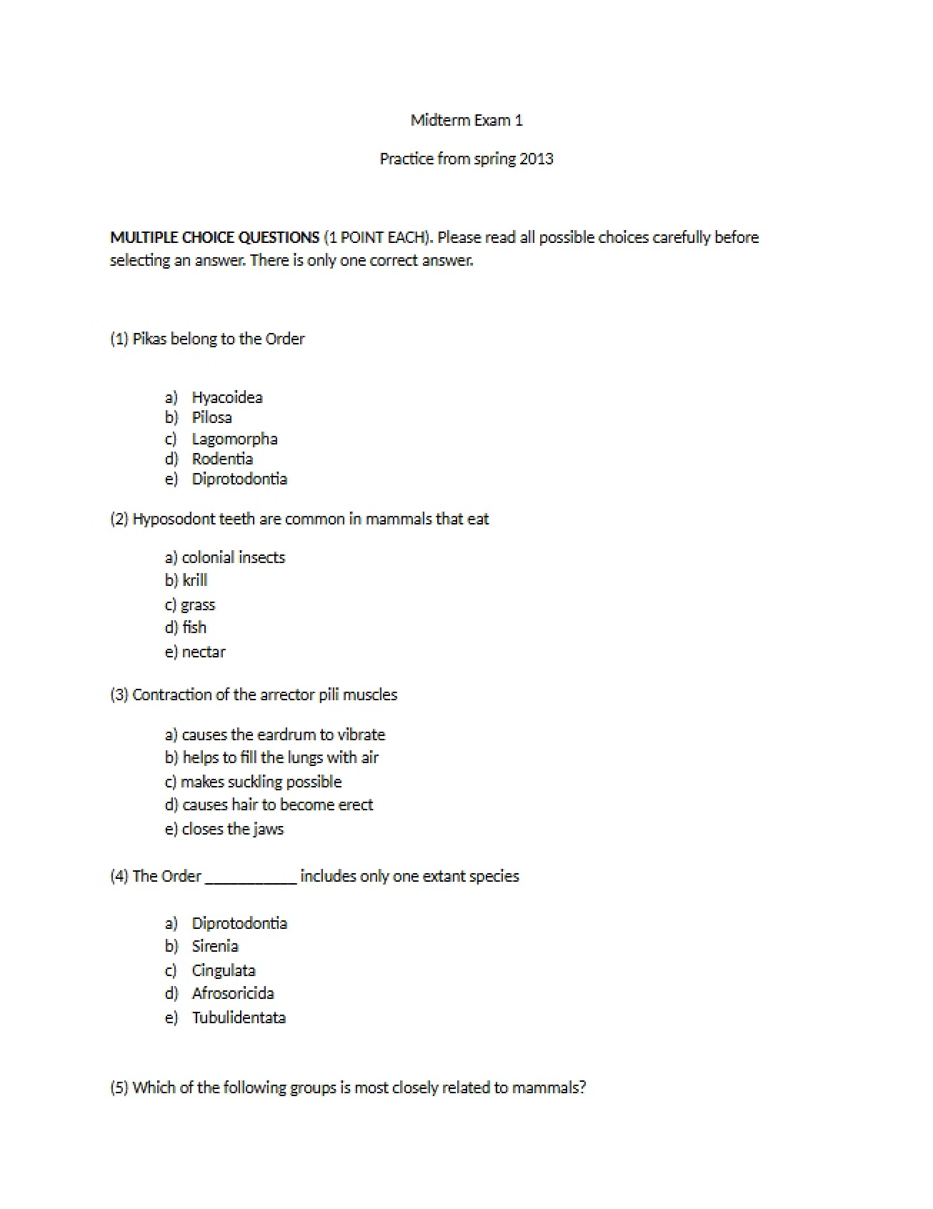 Practice for Midterm 1