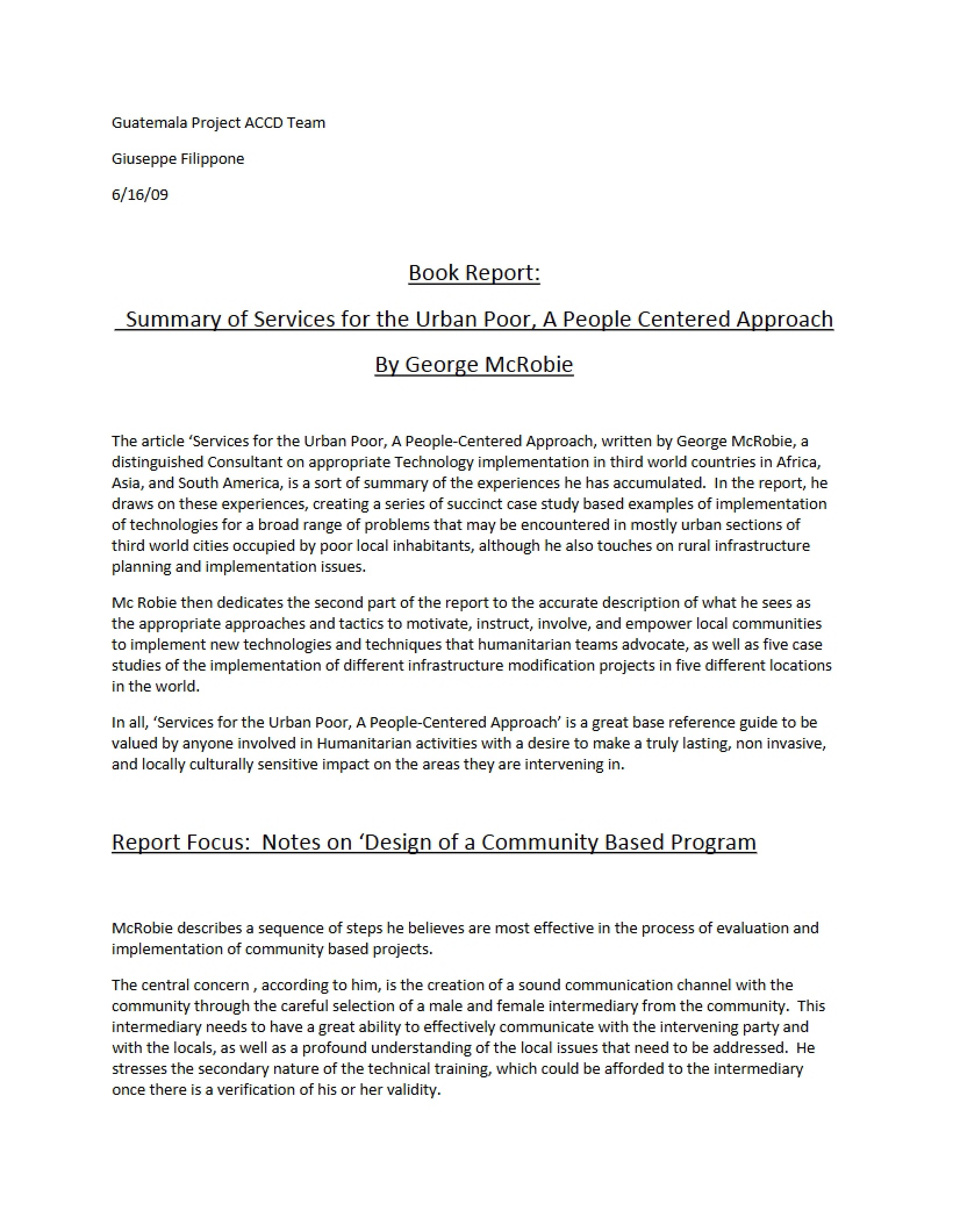 Urban Poor Services A People-Centered Approach